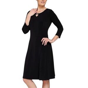 SALE SUSAN GRAVER BLACK 3/4 SLEEVE MIDI DRESS SZ S EUC